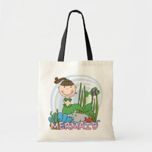 Mermaid - Brunette Girl Pony Tail Tshirts and Gift Tote Bag