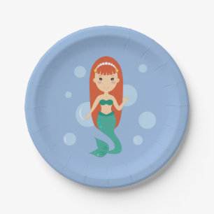 Mermaid bubbles in the sea summer party paper plate