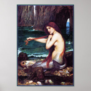 Mermaid by John Waterhouse Poster
