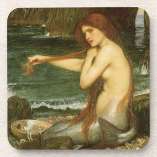 Mermaid by JW Waterhouse, Victorian Mythology Art Coaster