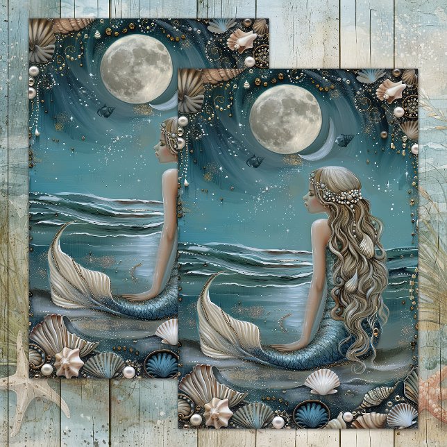 MERMAID BY MOONLIGHT DECOUPAGE TISSUE PAPER (MERMAID BY MOONLIGHT DECOUPAGE TISSUE PAPER)