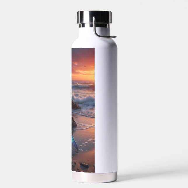 Mermaid by the sea in the sunrise water bottle (Left)