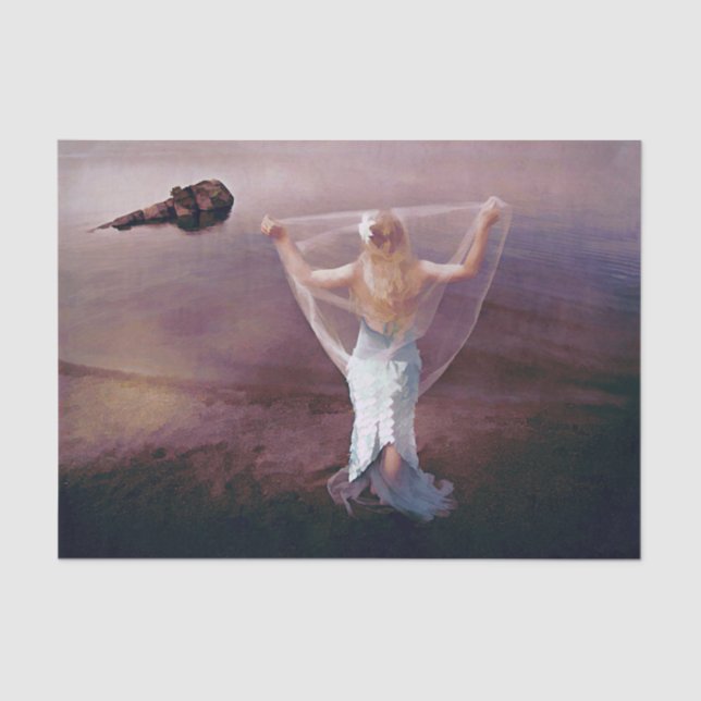 Mermaid By The Sea Purple Nautical Retro Tissue Paper (Front)