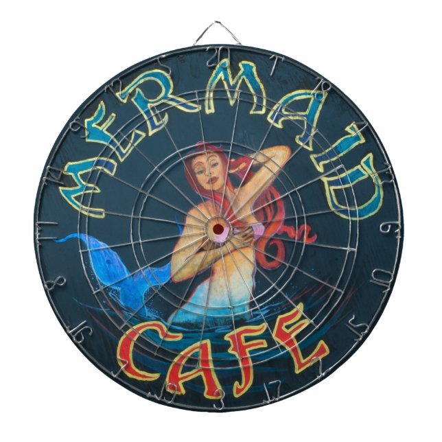 Mermaid Cafe Sign Dartboard (Front)