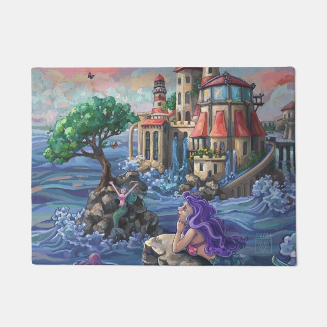 Mermaid Castle Art Doormat (Front)