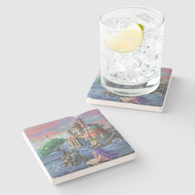 Mermaid Castle Stone Coaster (Side)
