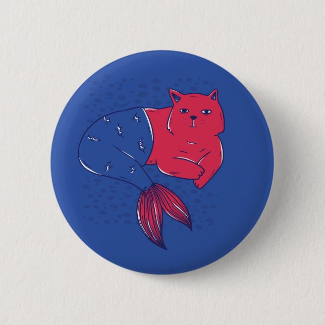Mermaid Cat 6 Cm Round Badge