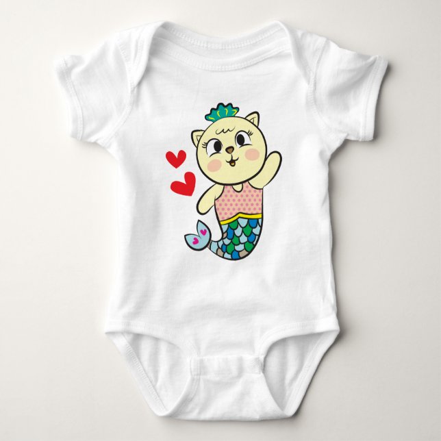 Mermaid cat baby bodysuit (Front)
