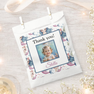 Mermaid Cat Birthday Thank You Photo Favour Bags