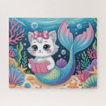 Mermaid Cat Jigsaw Puzzle<br><div class="desc">Mermaid Cat
illustration
colorful
customizable</div>