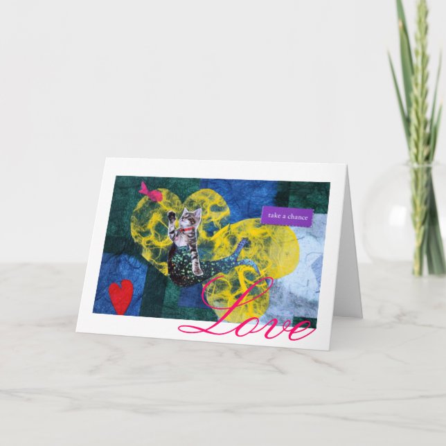 Mermaid Cat "Mercat" Valentine's Day Card For Love (Front)