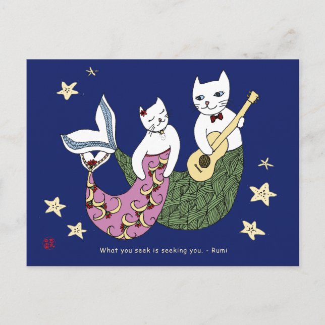 Mermaid cat postcard (Front)