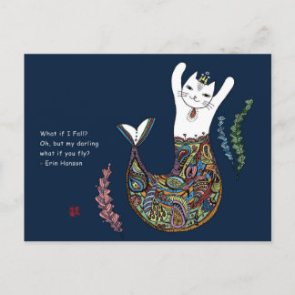 Mermaid cat postcard