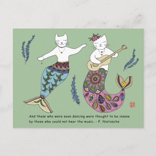 Mermaid cat postcard (Front)