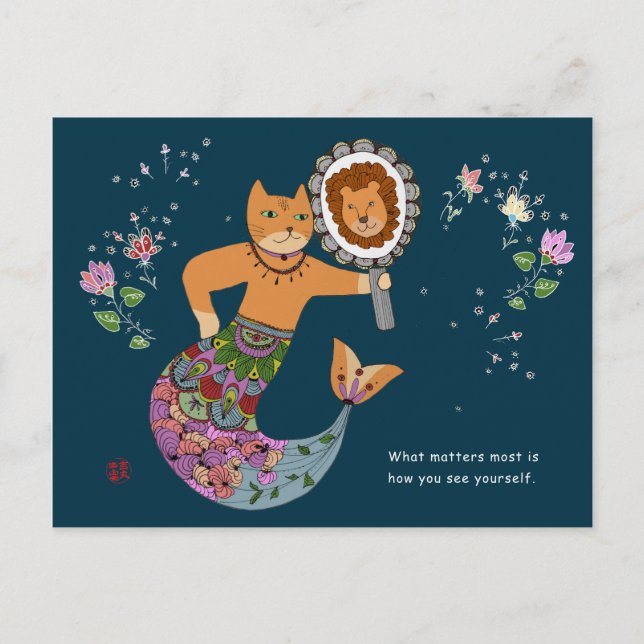 Mermaid cat postcard (Front)