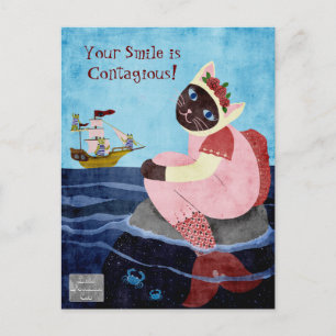 Mermaid cat smiling Postcard