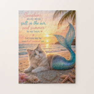 Mermaid Cat Summer Vibes – Sunshine on My Mind Jigsaw Puzzle