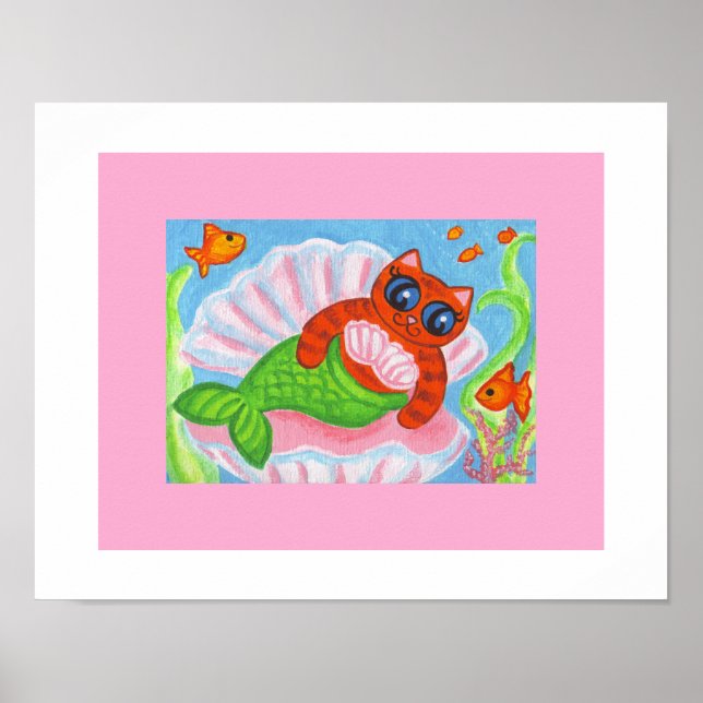 Mermaid Cat Wall Art Print  (Front)