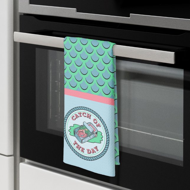 Mermaid Catch of the Day Tea Towel (Creator Uploaded)
