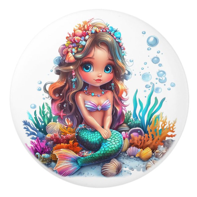 Mermaid Ceramic Knob (Front)