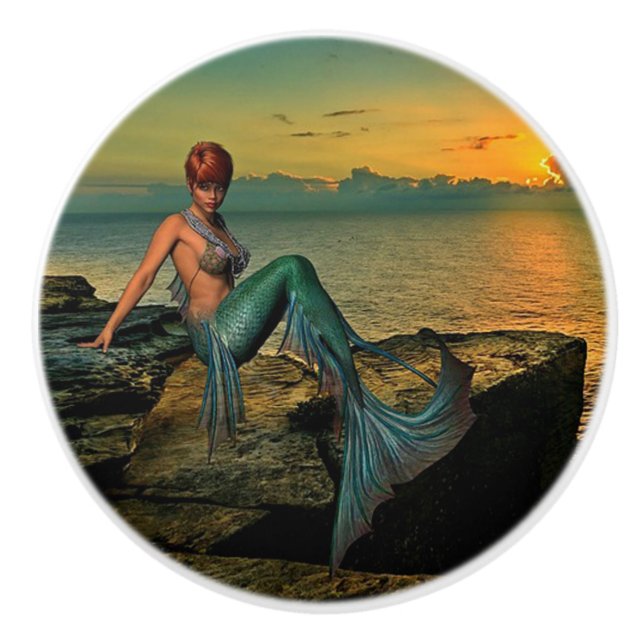 Mermaid Ceramic Knob (Front)