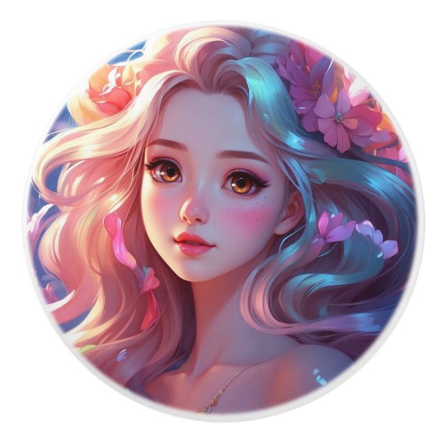 Mermaid  ceramic knob (Front)