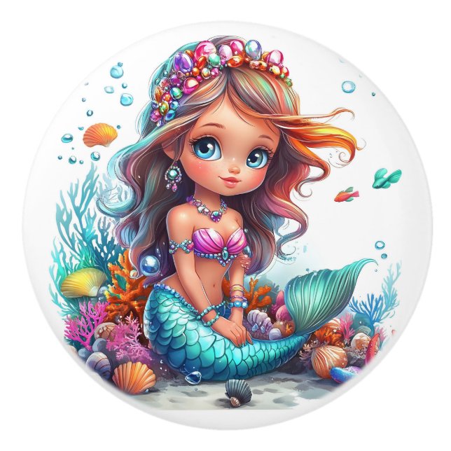 Mermaid Ceramic Knob (Front)