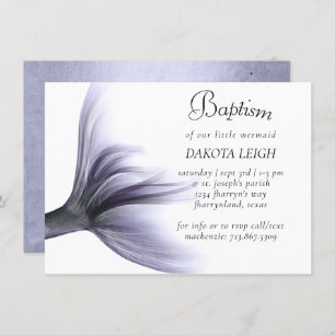 Mermaid Chic Dusty Lavender Purple Christening Invitation