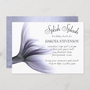 Mermaid Chic   Dusty Lavender Purple Splish Splash Invitation