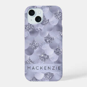 Mermaid Chic Scales Dusty Lavender Purple Custom iPhone 15 Case