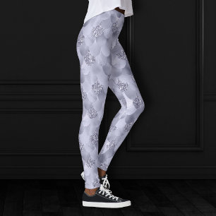 Mermaid Chic Scales   Dusty Lavender Purple Lustre Leggings