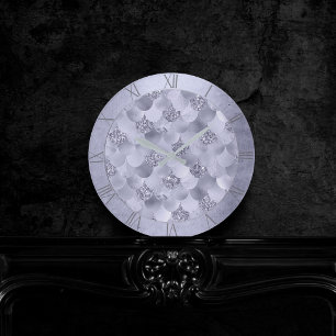 Mermaid Chic Scales Dusty Lavender Purple Lustre Round Clock