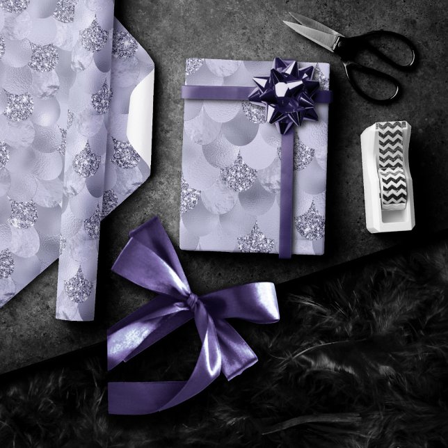 Mermaid Chic Scales | Dusty Lavender Purple Lustre Wrapping Paper (Creator Uploaded)