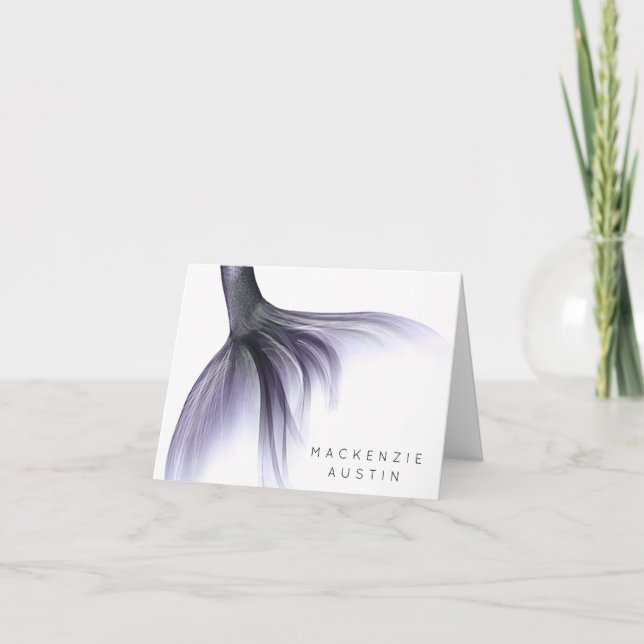 Mermaid Chic Tail | Dusty Lavender Purple Custom Note Card (Front)