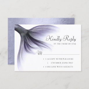 Mermaid Chic Tail Dusty Lavender Purple Sheen RSVP Card