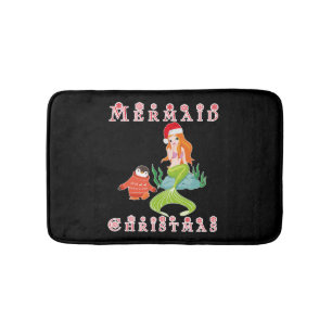 Mermaid Christmas and Funny Penguin Bath Mat