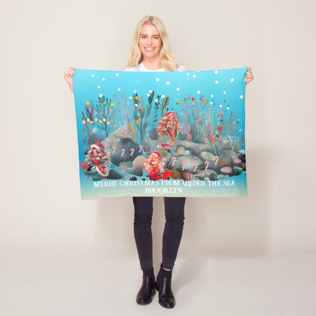 Mermaid Christmas  Fleece Blanket (In Situ)