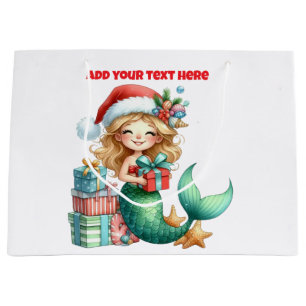 Mermaid Christmas Large Gift Bag – Personalised