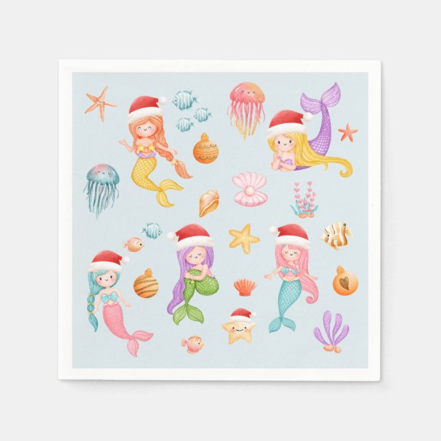 Mermaid Christmas Napkin (Front)