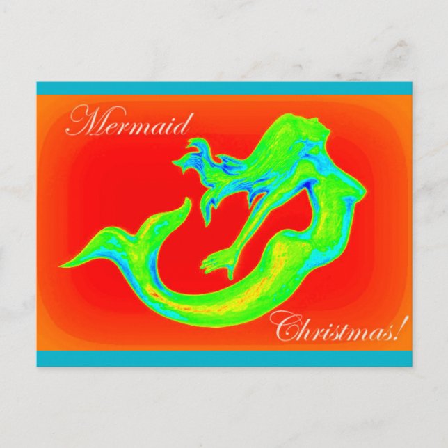 mermaid christmas postcards (Front)