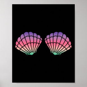 Mermaid Clam Shell Bra For Girls Purple Rainbow Se Poster