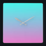 Mermaid colors gradient purple pink aqua ombre square wall clock<br><div class="desc">Mermaid colors gradient purple pink aqua ombre home accessories. Mermaid colors room accessories</div>