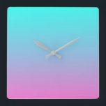 Mermaid colors gradient purple pink aqua ombre square wall clock<br><div class="desc">Mermaid colors gradient purple pink aqua ombre home accessories. Mermaid colors room accessories</div>