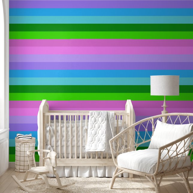 Mermaid Colour Stripes Wallpaper (Kids)