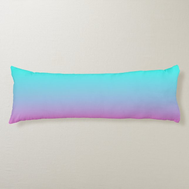 Mermaid colours gradient purple pink aqua ombre body cushion (Front)