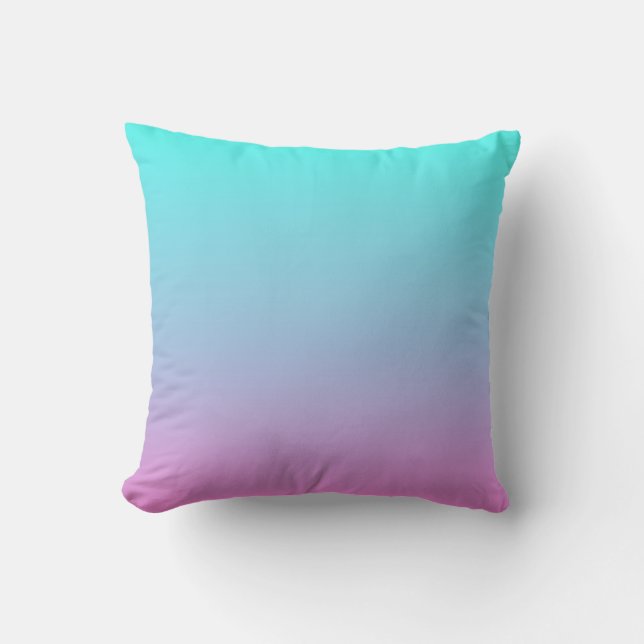 Mermaid colours gradient purple pink aqua ombre cushion (Front)