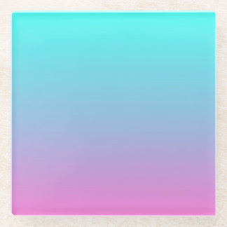 Mermaid colours gradient purple pink aqua ombre glass coaster