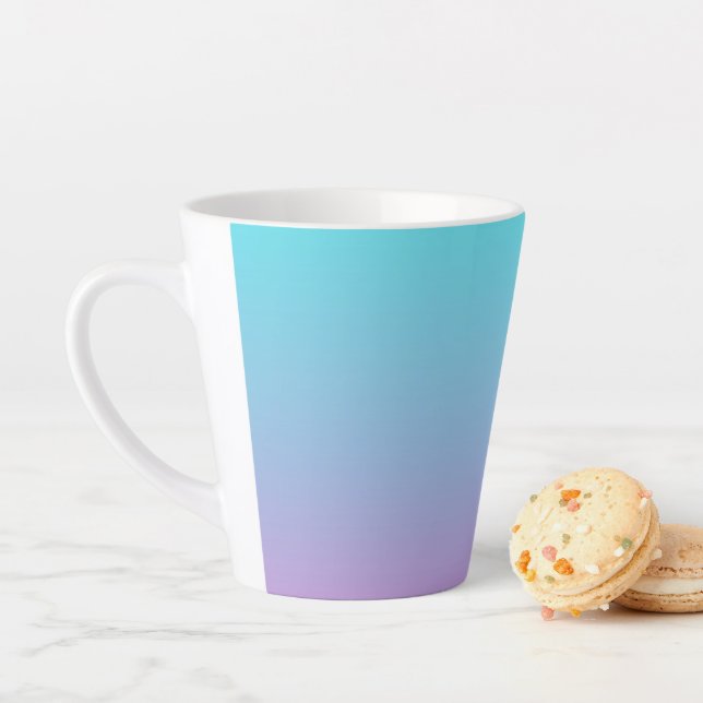 Mermaid colours gradient purple pink aqua ombre latte mug (In Situ)