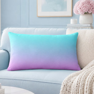 Mermaid colours gradient purple pink aqua ombre lumbar cushion