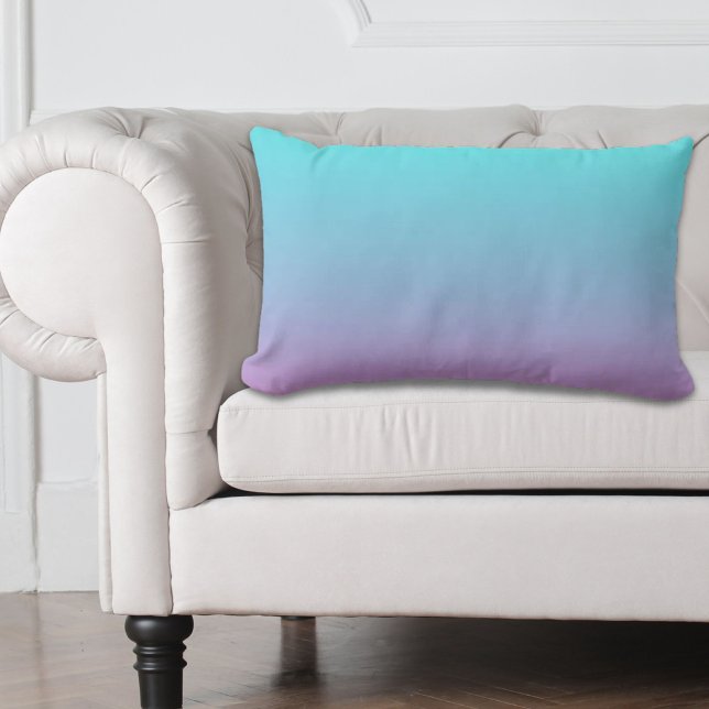 Mermaid colours gradient purple pink aqua ombre lumbar cushion (Mermaid colors gradient purple pink aqua ombre lumbar pillow)